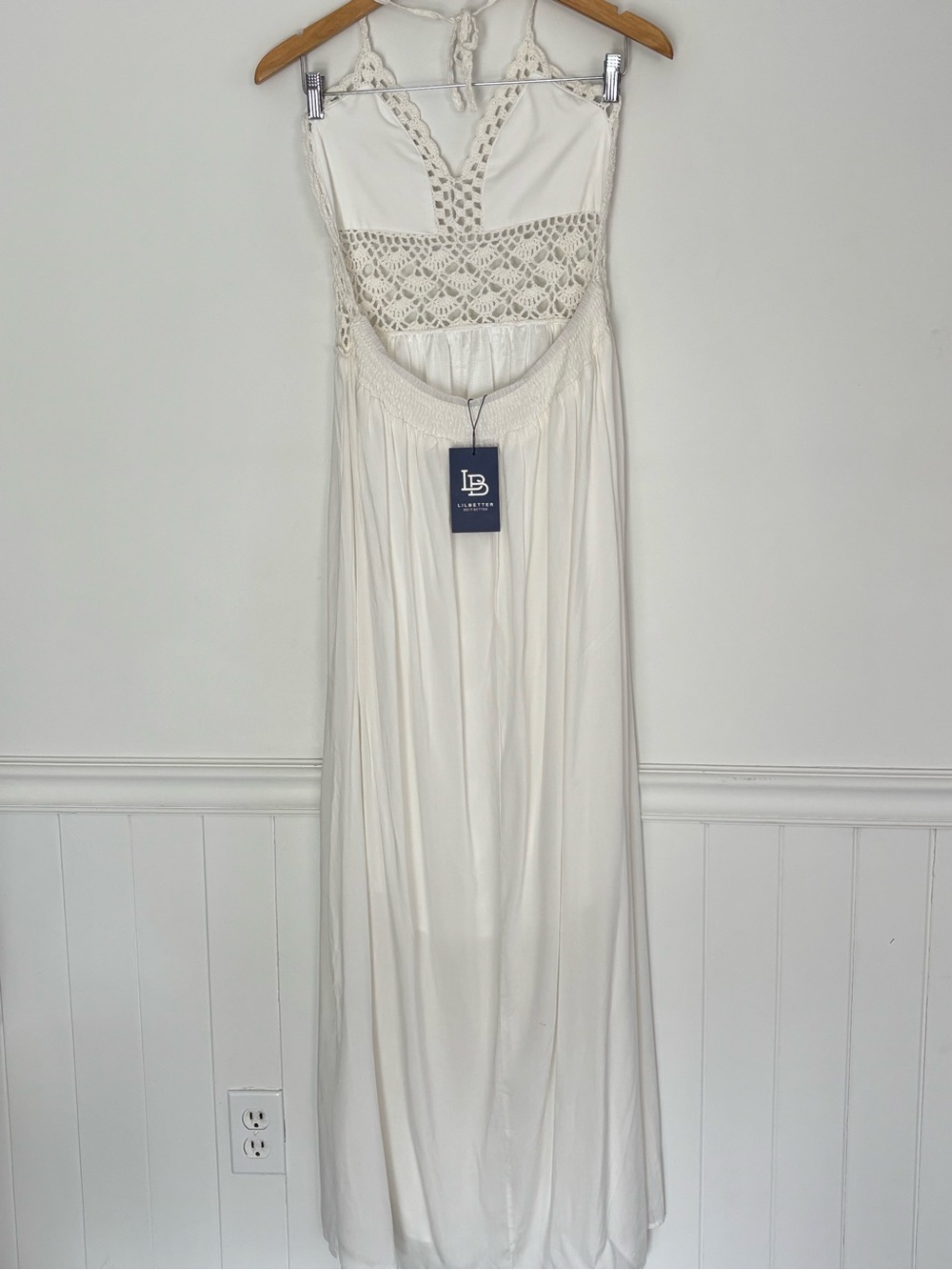 LILBETTER Women's Beach Crochet Backless Bohemian Halter Maxi Dress XL NEW - Picture 12 of 16